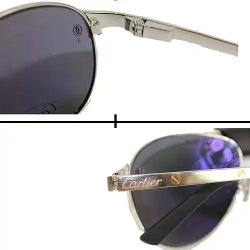 cartier/卡地亚经典蛤蟆镜系列真皮中梁pvd镀铂金工艺男款太阳镜t