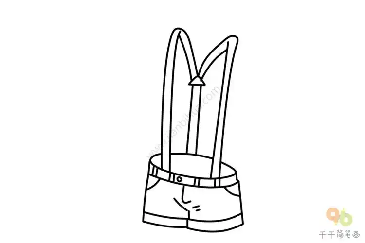 背带裤简笔画步骤图