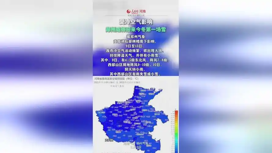 河南郑州可能迎来今冬第一场雪#下雪 #降温 #郑州 #天气预报 #冷空气