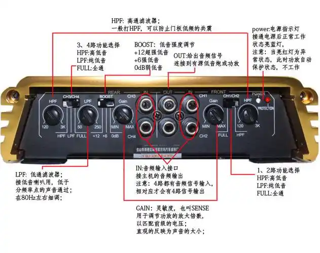厂家直销汽车功放4声道功放机四路音响器大功率