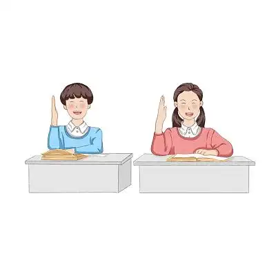 课室教室桌子椅子讲台学生上课元素png素材课桌上听课的同学 卡通人物