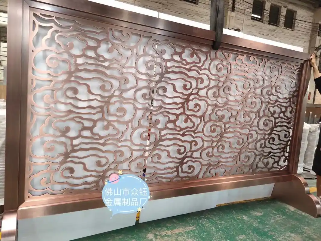 玫瑰金不锈钢激光祥云镂空花格来图制定