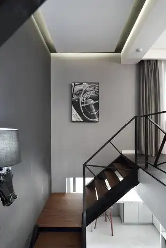 复式简约装修楼梯背景墙图片_齐家网装修效果图