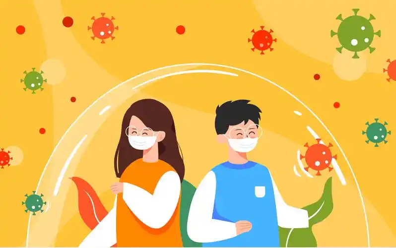 人物对抗病毒插画人群聚集疫情安全健康海报