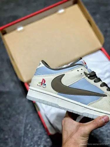 三方联名倒钩travisscottxplaystationxnikesbdunk白雾蓝货号cu