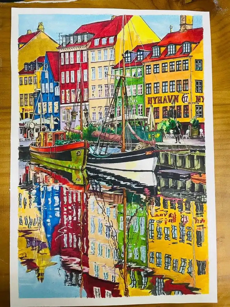 照片素材来自每次看着大佬们马克笔城市视频下饭,总想着自己也能画一