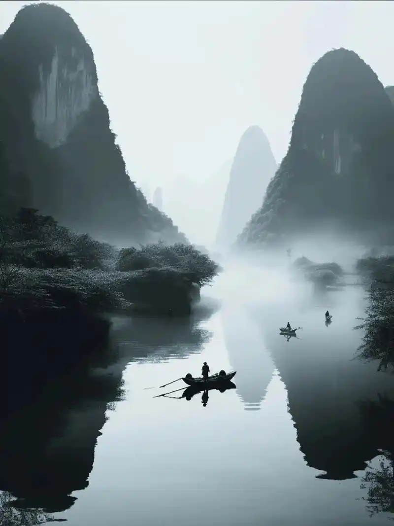 山水风景美.船上的人心想幸亏来的早,欣赏到第一手风景,无人打 - 抖音