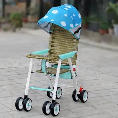 婴儿手推车儿童藤编推车夏季清凉轻便折叠小孩仿竹藤编座椅藤椅00