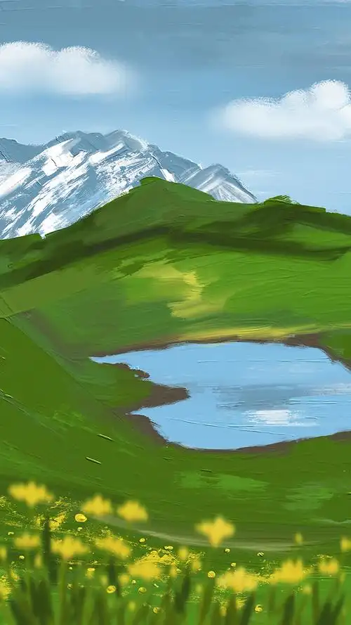 绿色护眼风景油画高清手机壁纸