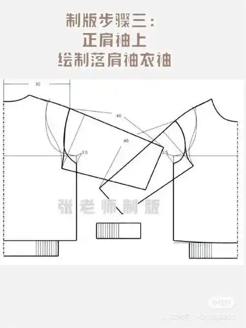 6款时尚落肩圆领连帽卫衣结构纸样裁剪图分享