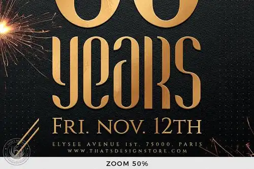 时尚高端黑金质感的新年圣诞节生日会party派对房地产周年庆海报宣传