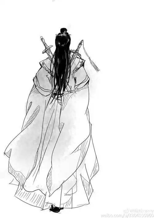 古风简笔画男背影拿剑