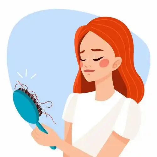 卡通女孩梳头发脱发掉发严重插画7764970图片免抠素材