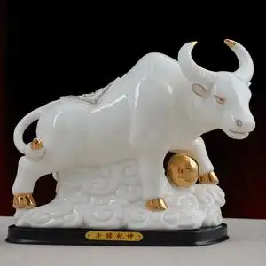 大号陶瓷牛摆件十二生肖瓷器牛招财镇宅风水办公客厅摆设牛转乾坤
