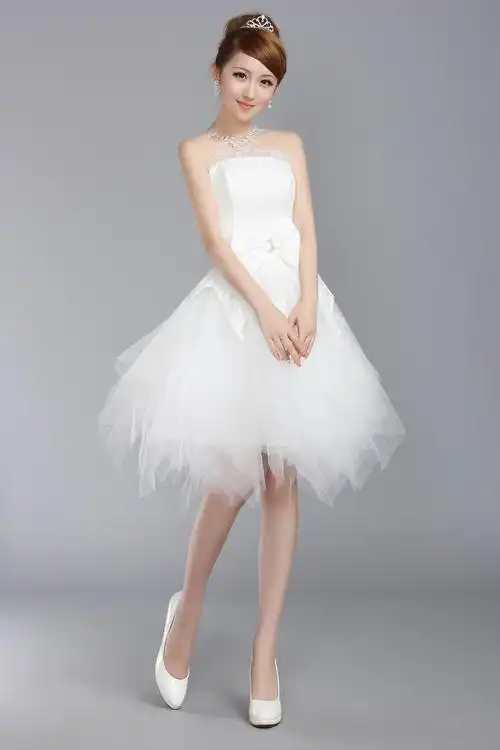 77dlf04 公主小礼服 短款蓬蓬裙婚纱 新娘伴娘敬酒小礼服图片_6