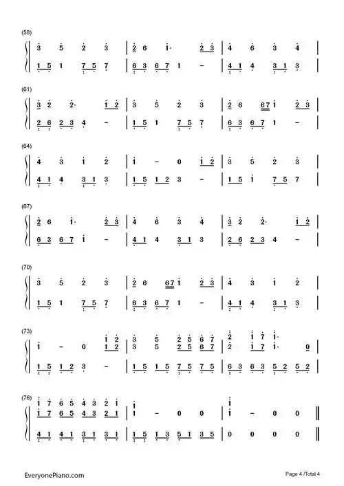 好听-许茹芸-eop教学曲双手简谱预览4