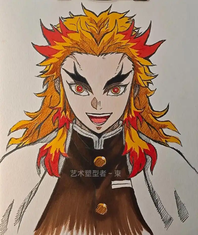 好久没画鬼灭了#鬼灭之刃 #炎柱 #手绘 - 抖音