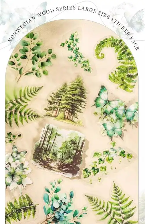 挪威的森林手账贴纸包 森林主题手帐diy造景拼贴装饰素材贴画
