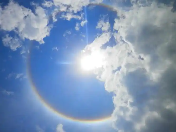 p>日晕,又叫圆虹,一种 a target="_blank" href="/item/大气光学现象