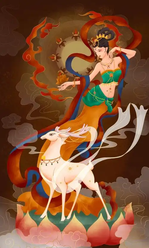 手绘国潮敦煌系列插画,致敬敦煌