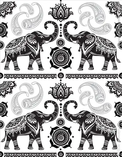 黑白手绘图 印度大象设计图__广告设计_广告设计_设计图库_昵图网