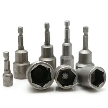 65mm六角柄风批套筒电动套筒头子14电批套筒外六角钻尾螺丝套筒强磁