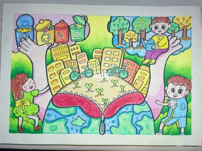 绿色生活|保护环境|环保儿童画(附线稿)