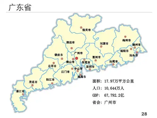 区地图,基本资料ppt 各区域包含城市明细,各省gdp/人口/面积 广东省