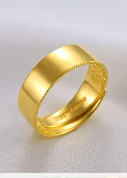 足金黄金戒指男款 简约经典光圈福字足金9999光面显大时尚男戒 男士金