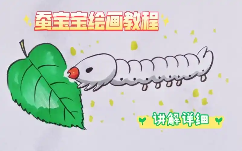【昆虫】绘画教程,画一只蚕宝宝.