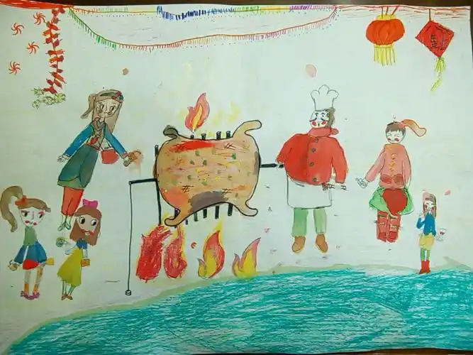 我的美术练习作品一一烤全羊