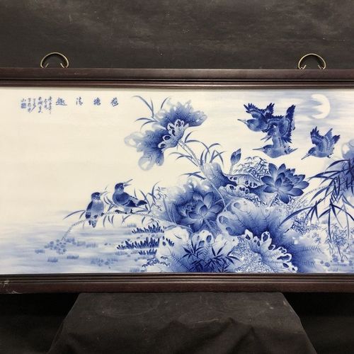 景德镇瓷板画青花大王王步手绘青花花鸟壁画挂屏家居装饰古玩收藏