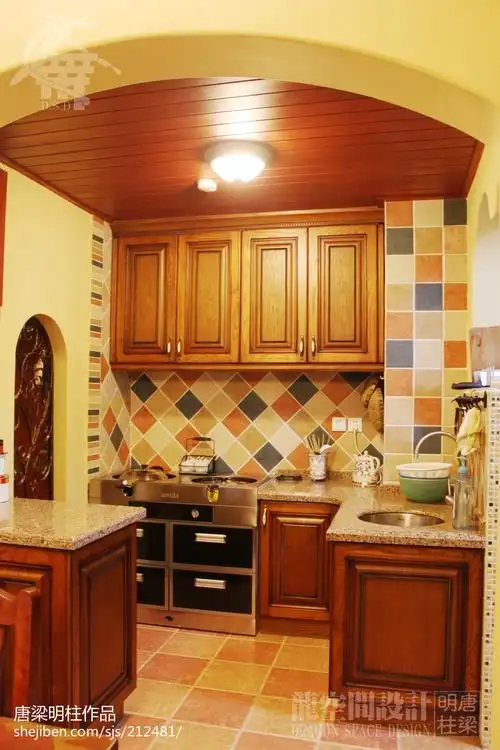 乡村田园风厨房橱柜效果图 – 设计本装修效果图