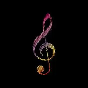 高音谱号.在黑色背景上的瓦楞粉笔效果照片