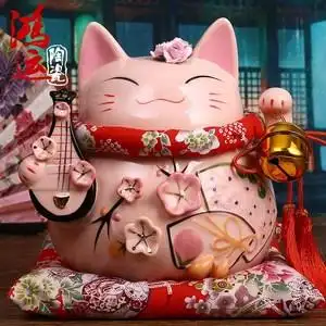 招桃花摆件招财猫图片