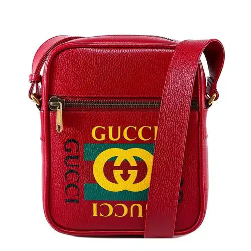 gucci logo印花邮差包 - 红色