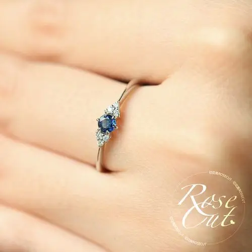 切花集星夜18k金镶嵌镶嵌天然蓝宝石配真钻石戒指手饰