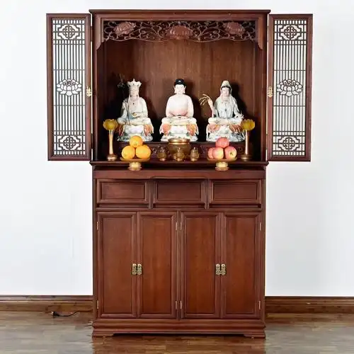 菩萨财神爷神台佛台佛龛中式供桌4款家庭佛堂装修效果图中式居家小