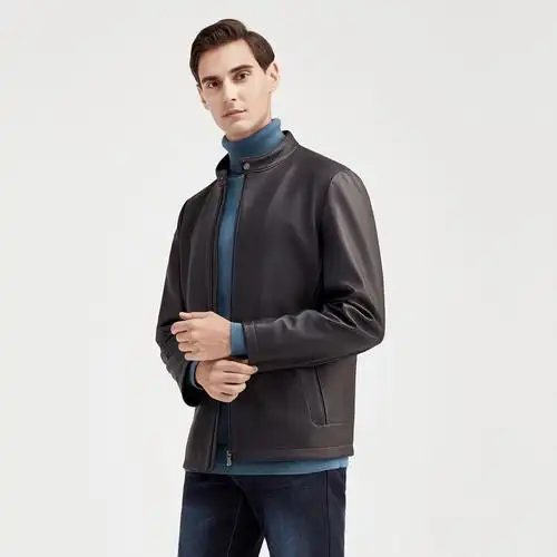 q绵羊皮柒牌男装真皮皮衣休闲商务冬季新款立领黑色皮夹克外套121jj