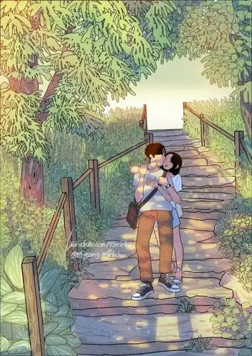 平凡的恋爱日常,生活中温暖的小美好 ~ 韩国画师myeong-minho情侣插画