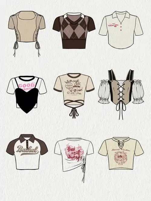 服装设计9款短袖设计棕色系列