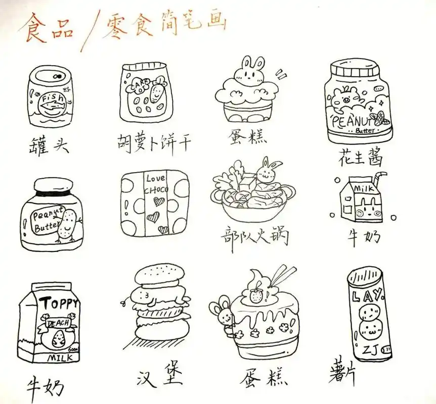 零食简笔画,大家快来学画#一学就会的简笔画#想画就画 #启蒙 - 抖音