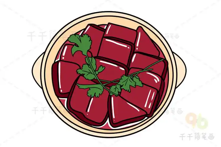 贵州特色小吃 凉拌鸡血简笔画_地方美食简笔画