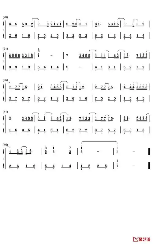 夏天的风钢琴简谱 数字双手 温岚2