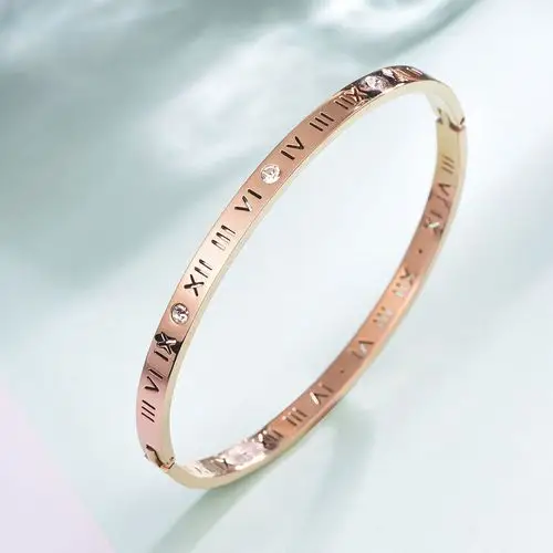 kmonado【钢时代】罗马数字开口手环玫瑰金色欧美时尚个性百搭字母