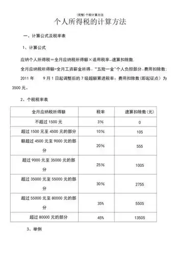 最新整理个税计算方法