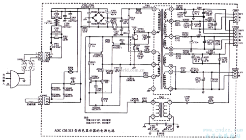 aoccm313型彩色显示器的电源电路图