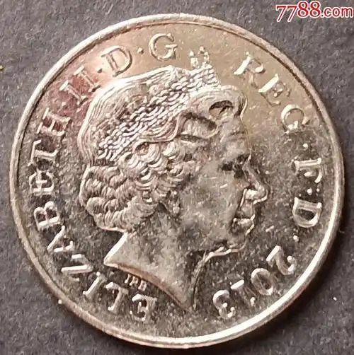 英国2013年10便士双狮图镍质硬币女王伊莉萨白二世头像-价格:3元-se