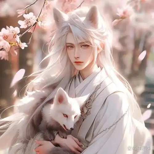 95神秘银发男子,怀抱红眼白狐  99快来看看这位银发飘飘的神秘