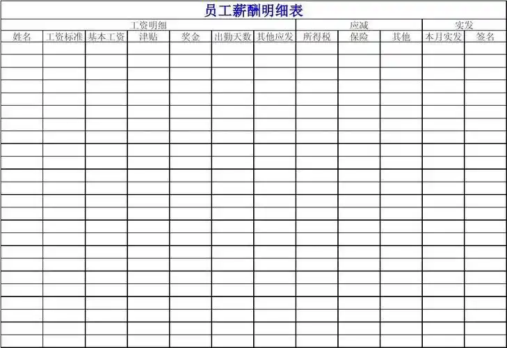 员工薪酬明细表